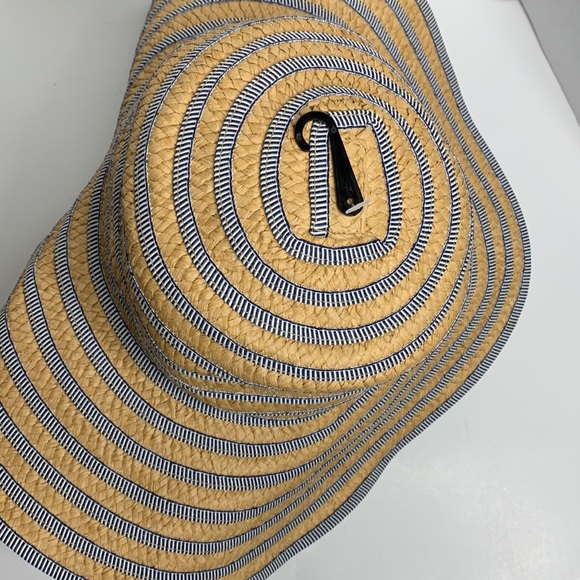 APT 9 | Tan & Blue Straw Floppy Hat | Perfect Spring Accessory | Vacation Fun - Picture 3 of 6